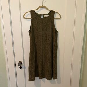 Olive Lace Sleeveless Mini Dress, Size Small